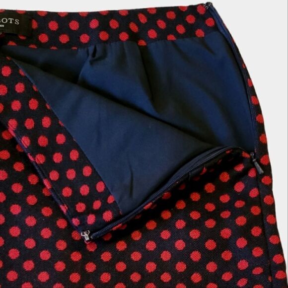 Talbots Black & Red Polka-dot Wool Blend Lined Skirt Size 8 Petite - Picture 4 of 8